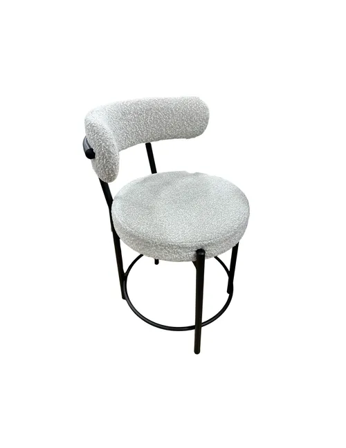 Gray Boucle Barstool with Black Legs & Back - Counter Height