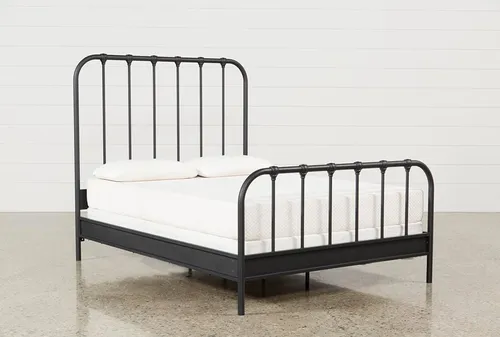 Black Metal Bed with Footboard - Queen