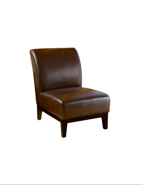 Dark Brown Leather Slipper Accent Chair