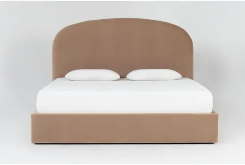 Taupe Velvet Arch Bed - King