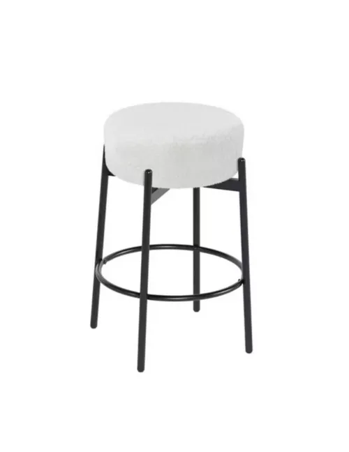 Sherpa Ivory Barstool with Black Base - Counter Height