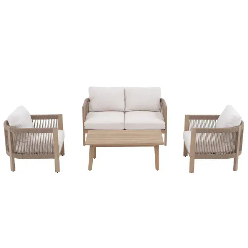 4 Piece Outdoor Acacia Wood Conversation Set