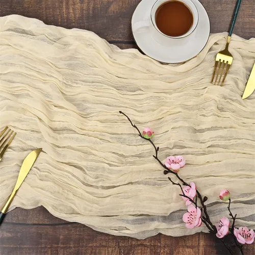 Ivory Cheesecloth Table Runner