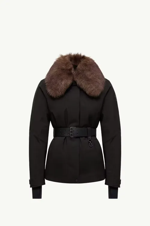MONCLER Grenoble <br> Vizelles Shearling-Trimmed Ski Jacket Black <br> Size 2