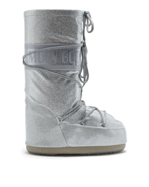 MOON BOOT <br> Icon Glitter snow boots Silver Size 35-38 <br> RRP $ 890