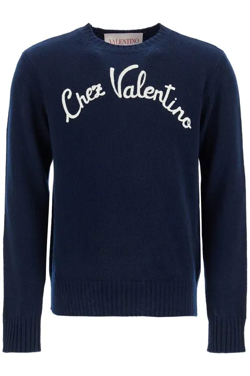 Chez Valentino <br> Blue virgin wool sweater Size 38 IT <br> RRP $1600