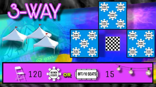 (THREE 20X20 HIGH PEAKS) 120-150 DINNER SEATING/210 CATHERDRAL/240 COCKTAIL 