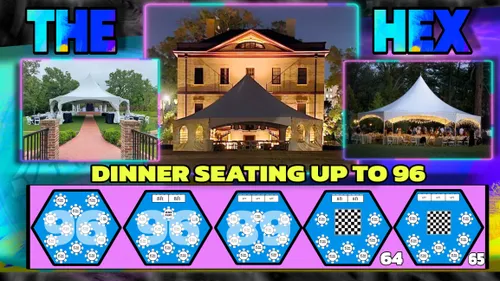 (HEX 40X35 HIGH PEAK TENT) 13 TABLES 104 STANDARD CHAIRS