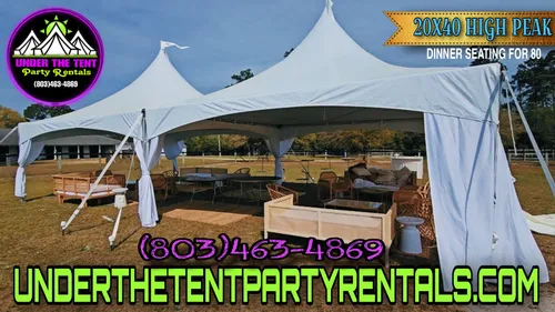 (20X40 HIGH PEAK) 80-100 SIT DINNER SEATING / 140 CATHEDRAL / 160 COCKTAIL