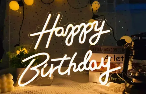 HAPPY BIRTHDAY Letrero de Luz Neón