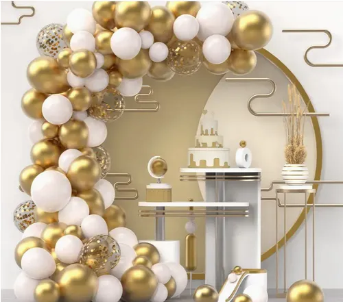 120 Piezas, Juego De Fiesta De Globo Dorado