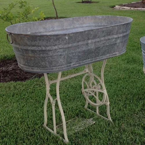 Beverage Service....Oval Trough on Antique Sewing Machine Base