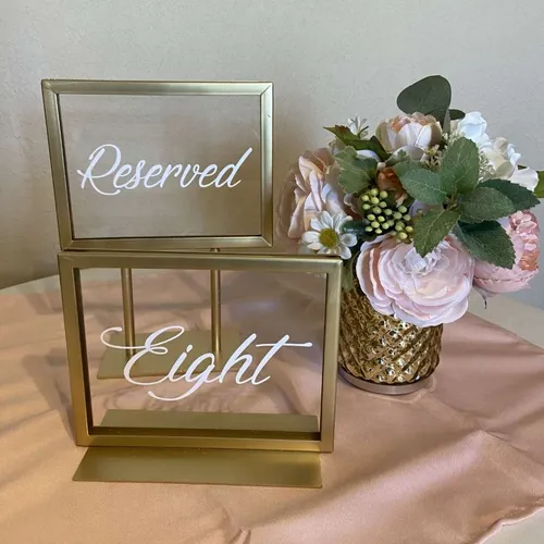 Table Numbers Gold & Acrylic 1-20 & 6 Reserved Signs