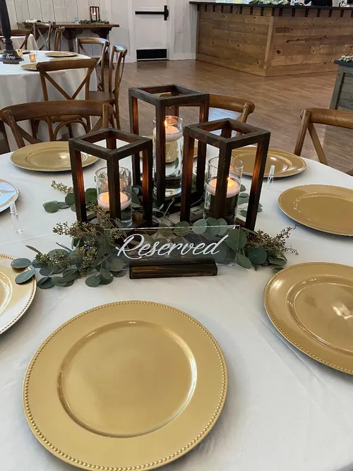 Wood Lanterns with Glass Vase for floating Candles not included