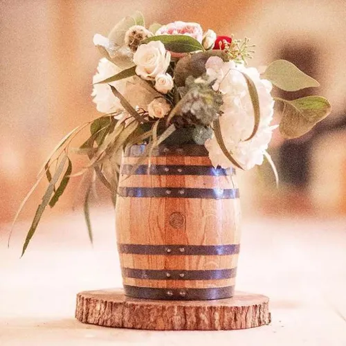Centerpieces....Whiskey Barrel Vase ...add on flowers