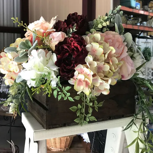 Floral Arrangement Burgundy/Pink...great for Table or Ladder top