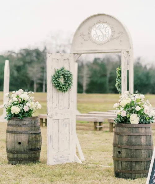 Doors Aged White Double add on topper and initials ..and don't forget the wreaths and hangers!