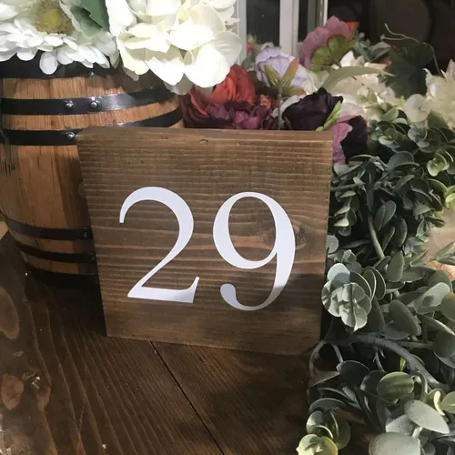 Table Numbers Wood Square 1-30