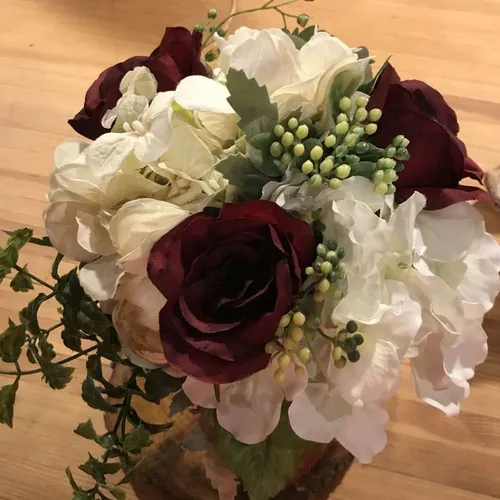 Floral Bouquets for Centerpieces Burgundy and Shades of  White