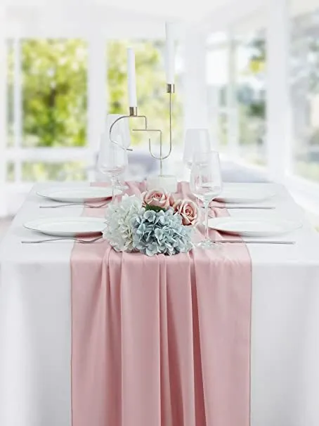 Dusty Rose chiffon table runners