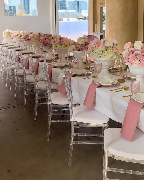 Ghost Tiffany Chairs With White Cushions