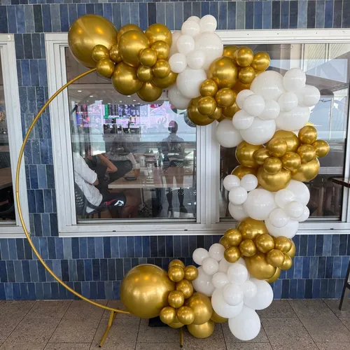 Half Circle Balloon on Gold Hoop Backdrop