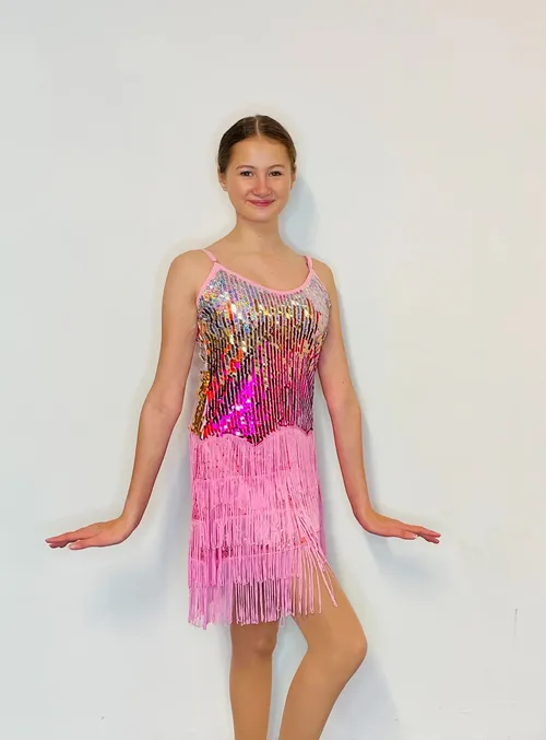 BL016 - PINK SEQUIN FLAPPER DRESS