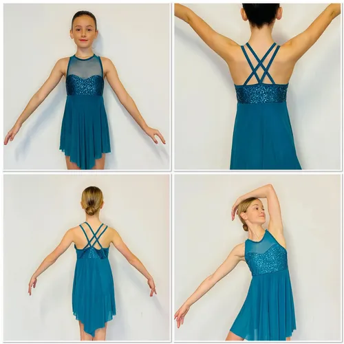 BL165 - TEAL AYSMMETRIC DRESSES    