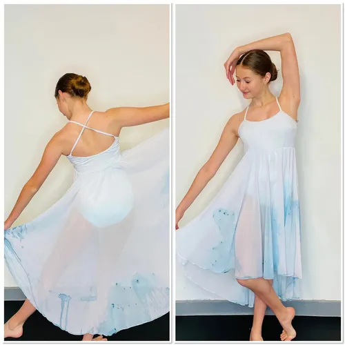 BL024 - WHITE/BLUE DIP DYED DRESS