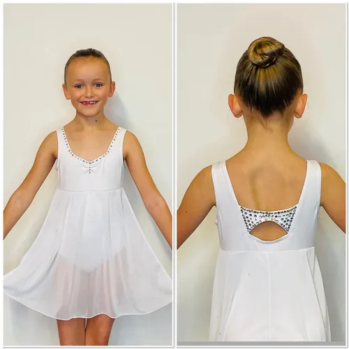 BL040 - WHITE BOW DRESS WITH GEMS