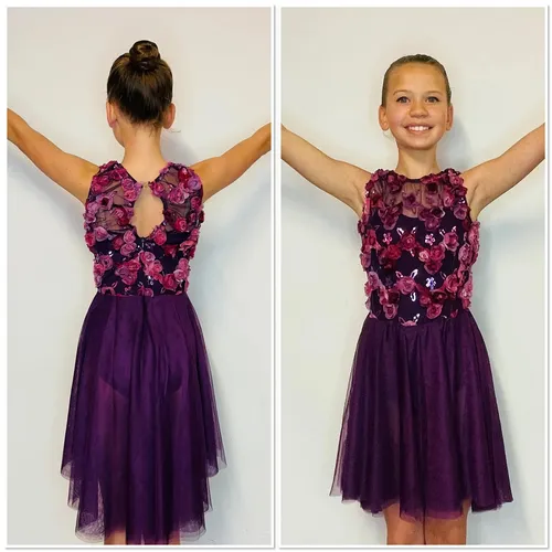 BL033 - DARK PURPLE FLOWER DRESS