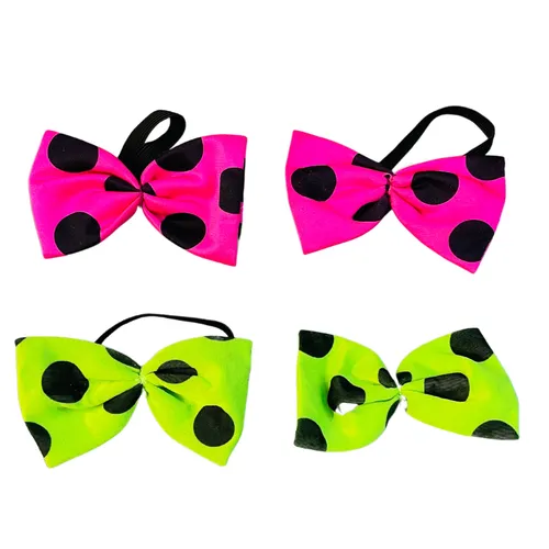 BL144 - GREEN/PINK SPOTTY BOWS