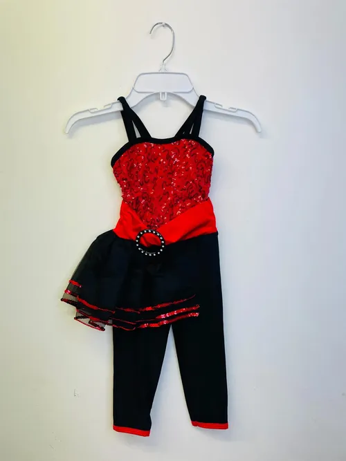 BL017 - RED/BLACK SKIRTED CATSUIT