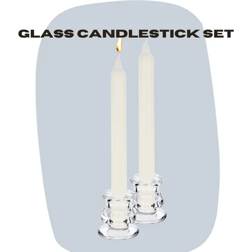 Glass Candlestick Set