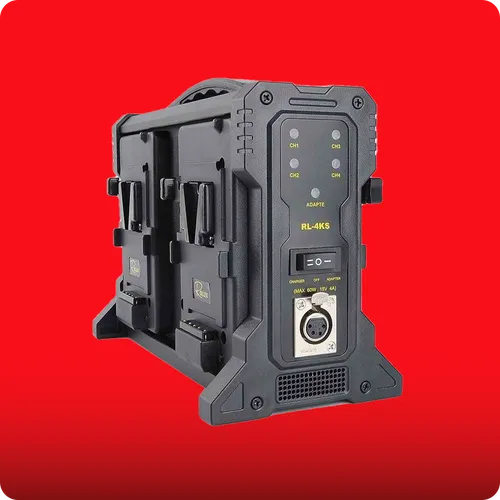 ROLUX RL-4KS  V-Mount Battery Charger with AC Adapter and 4 Pins XLR Cable