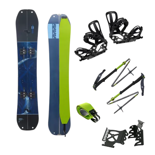 Splitboards (incl. Bindings, Climbing Skins, Folding Poles, optional Crampons)