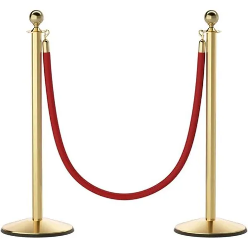 6 Gold Bollards with 4 Red Ropes