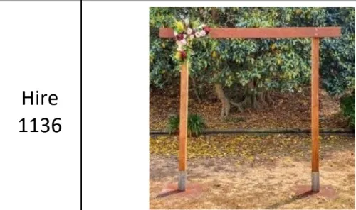 Spotted Gum Wooden Arbor (Single section) 2.6m x 2.4m tall. 10m of Chiffon supplied DIY Decorate for floral.