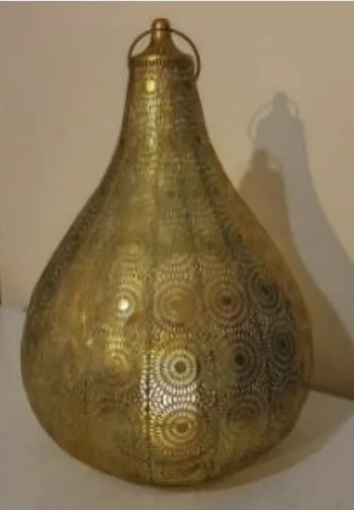 Hanging Teardrop Gold Lantern- Candle not included