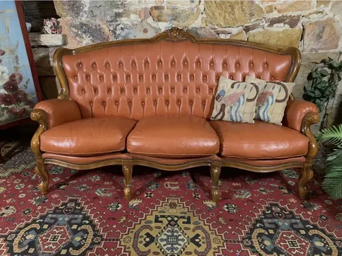 French Leather Tan Chesterfield - 3 Seater