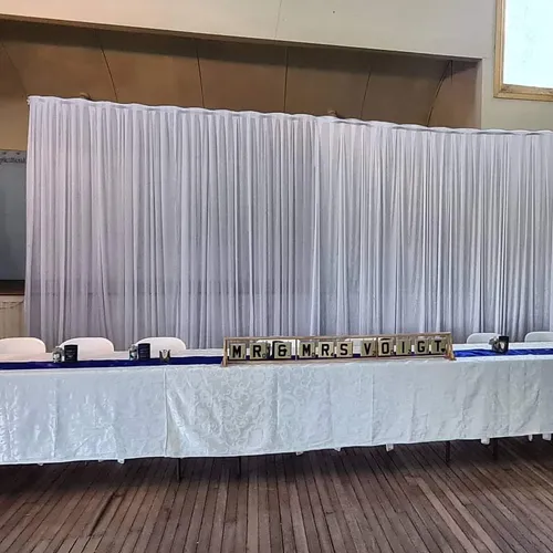 6m bridal table backdrop w/ drop down fairy lights