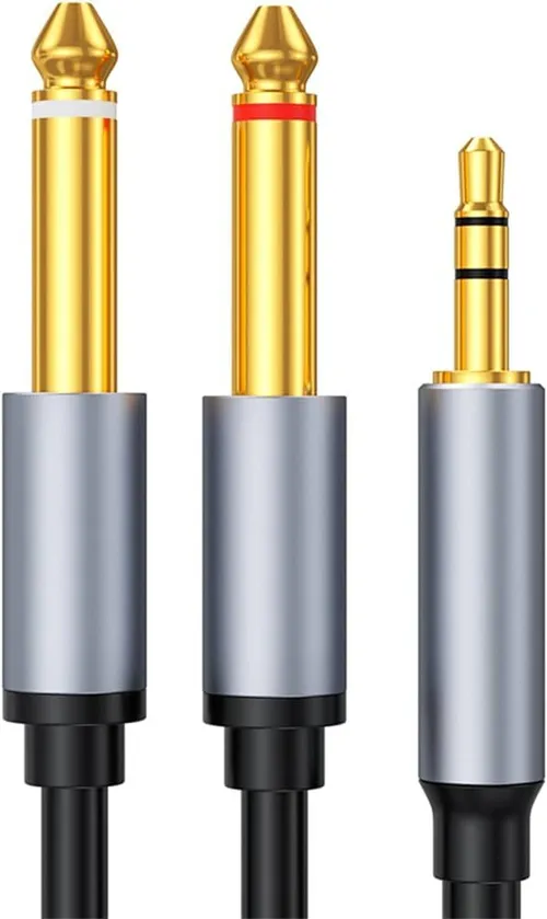 3.3Ft 3.5mm TRS to Dual 6.35mm Stereo Cable 1/8 TRS to Dual 6.35mm 1/4 TS Mono Y Splitter