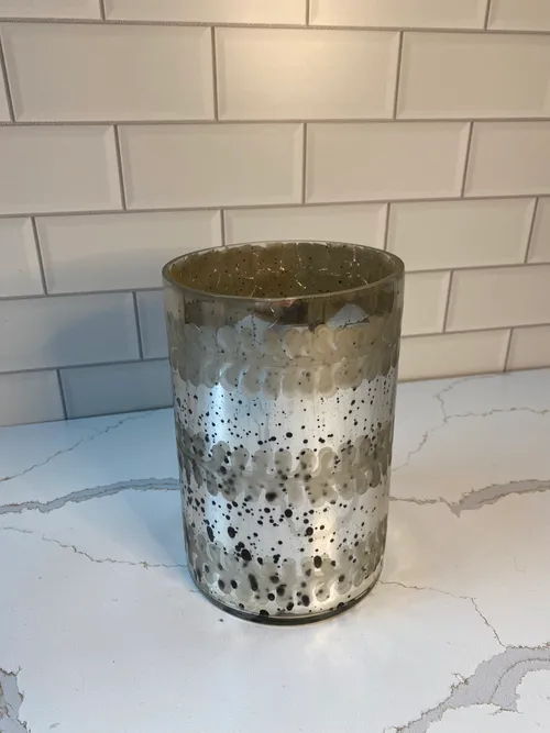 Silver Mercury Glass Cylinder Candleholders