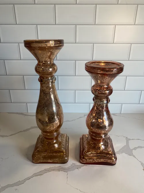 Glass Rose Gold Candleholder