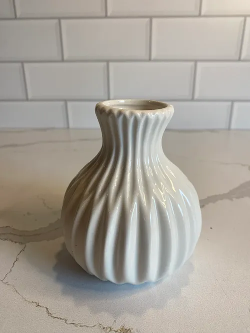 White Ribbed Bud Vase