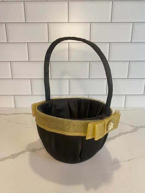 Black and Gold Flower Girl Basket