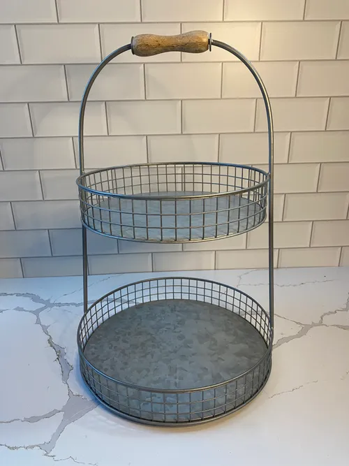 2-tiered Round Galvanized Tray