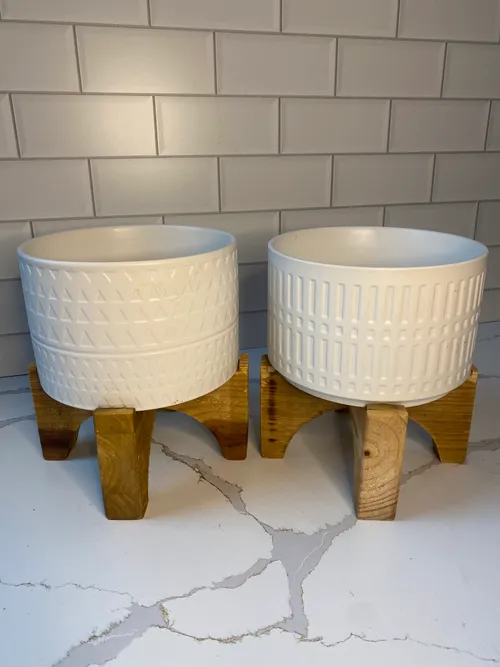 White with Wood Container Set