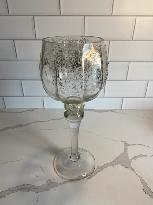 Gold Speckled Glass Pedestal Candleholder