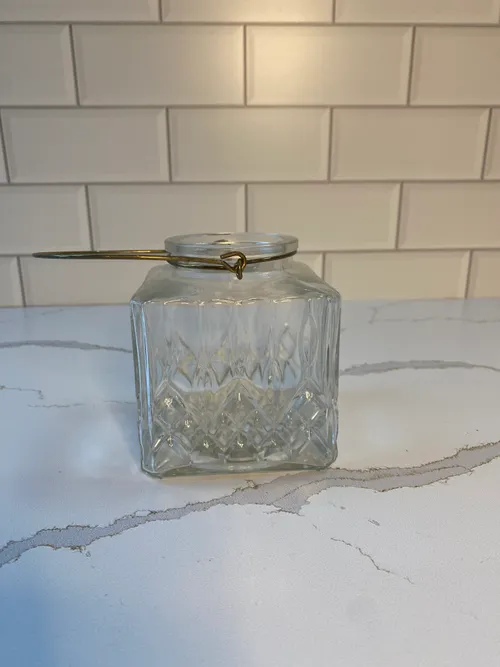 Square Glass Vase with Silver Hanger